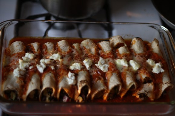 roast zucchini & goats cheese enchiladas